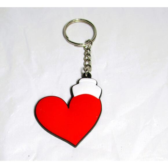 Nurse Keychain Stainless Steel Keyring Chain Link Rubber Red Heart Nurse Cap - Picture 1 of 2